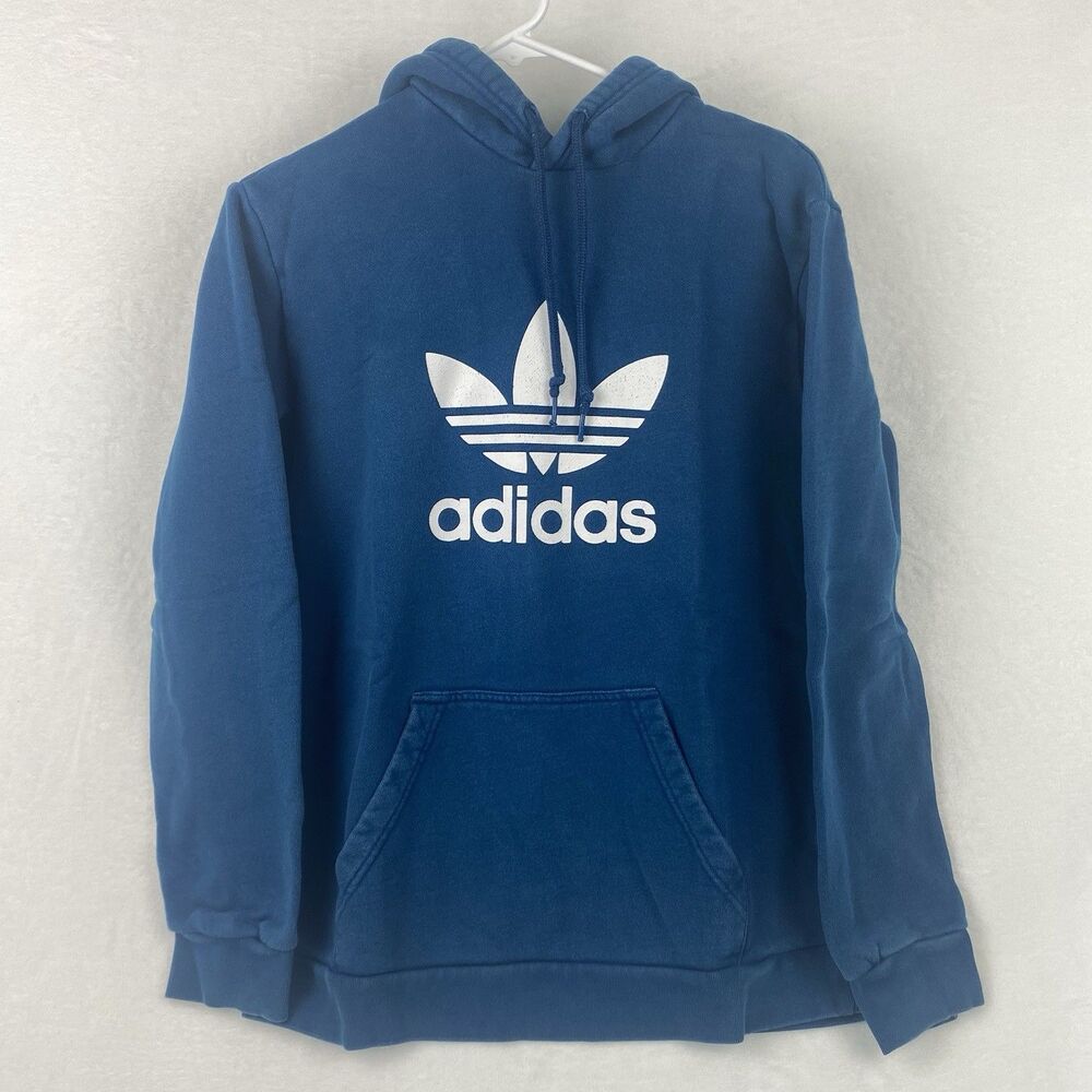 Adidas Sweater Adult Medium Blue Hoodie Logo Sweatshirt Pullover Casual